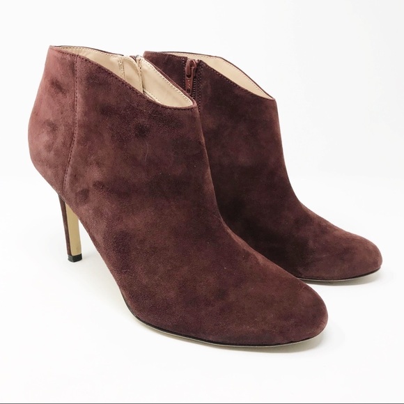 Sole Society Red Wine Suede Daphne Ankle Booties 9 - Picture 4 of 11